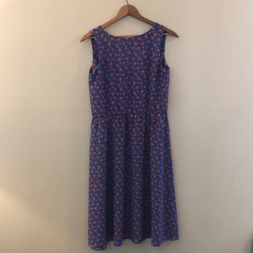 Vintage ditzy floral midi dress in blue